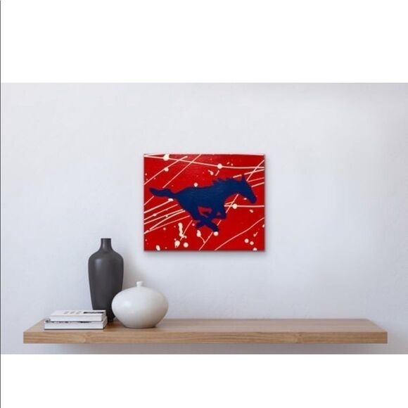 Hand painted SMU Mustang painting 8 x 10 - Picture 8 of 15